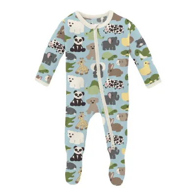 Spring Sky Too Many Stuffies Footie w/2way zipper