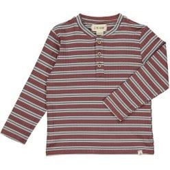 Adams Ribbed Henley - Grey/Burgundy Stripe