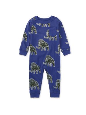 A95 Long Sleeve Pocket Baby Romper~Wooly Mammoth Stamp