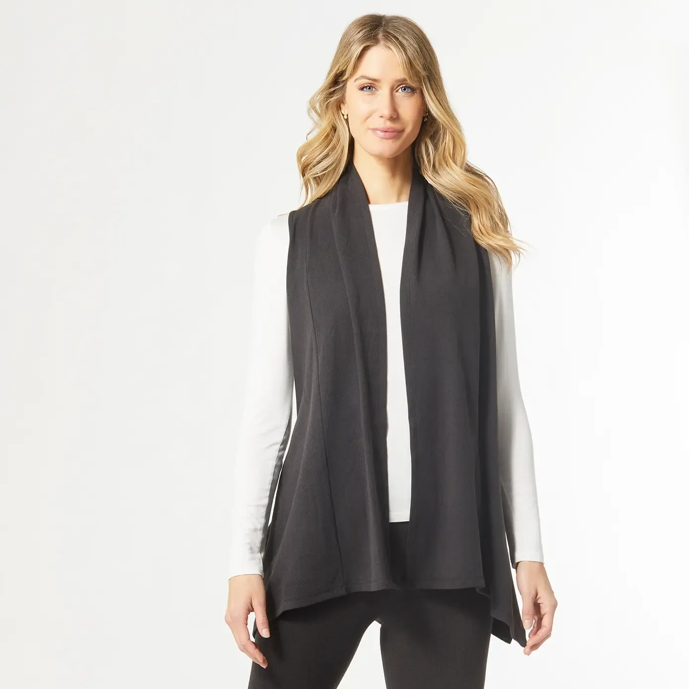 A-95 Weekend Brushed Drape Vest Christmas Black