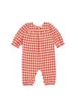 A95 Paisley Woven Plaid Romper~Red Check