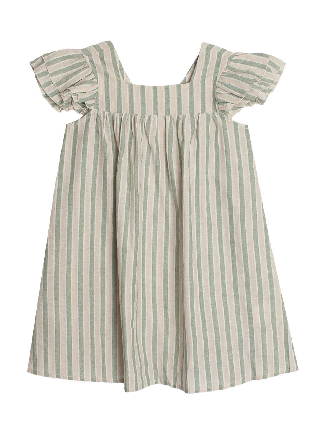 Meadow Breeze Striped Dress-Green