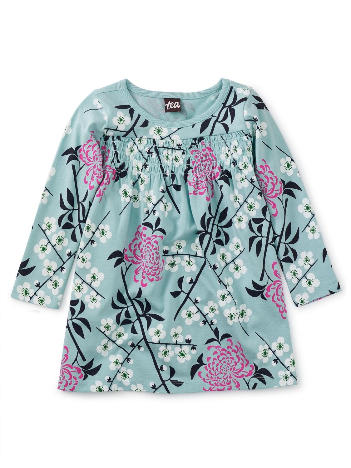 A95 Printed Smocked Baby Dress~Branch and Blossoms
