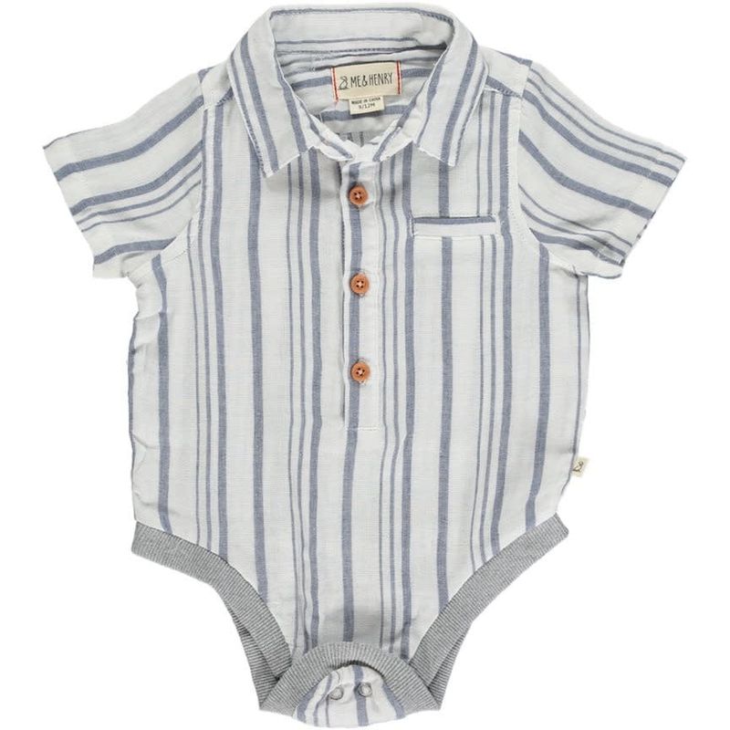 Helford Blue/White Stripe Woven Onesie