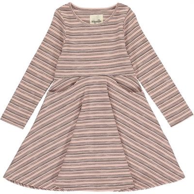 Merilee Dress-Pink and Brown Stripe