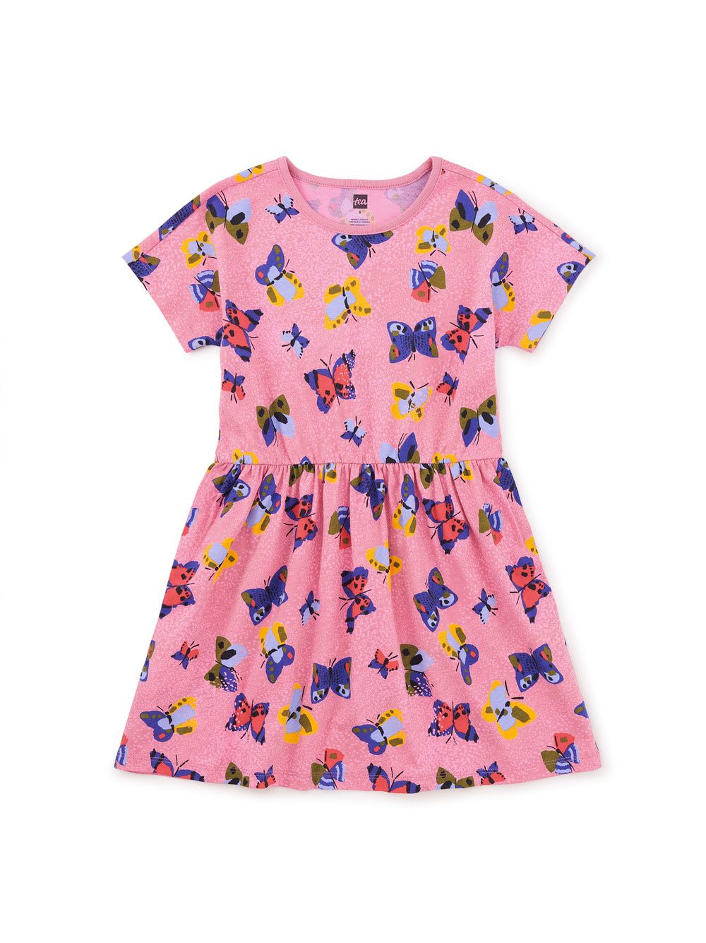 Short Sleeve Twirl Dress-Painted Kenyan Butterflies