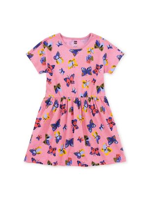 Short Sleeve Twirl Dress-Painted Kenyan Butterflies