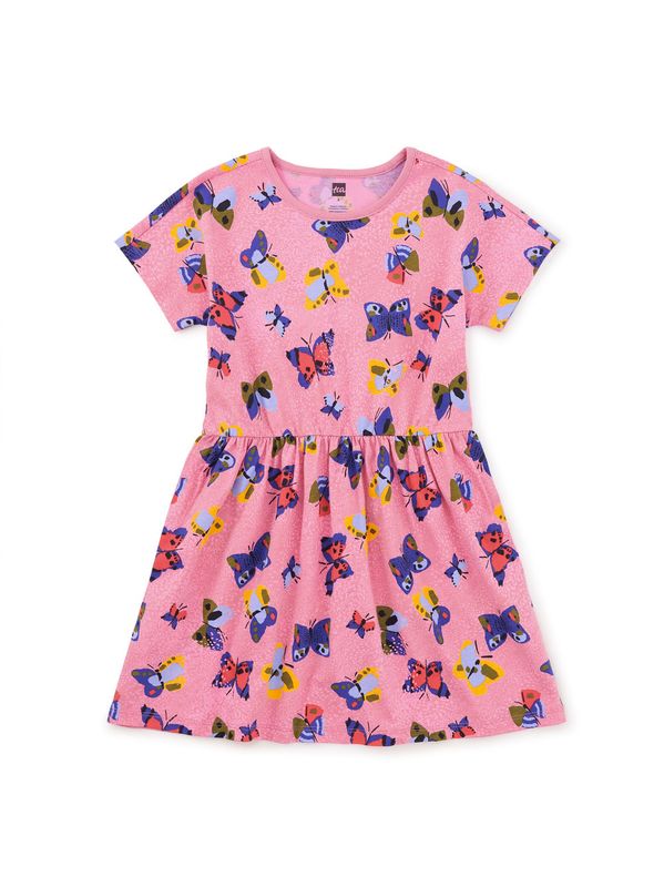 Short Sleeve Twirl Dress-Painted Kenyan Butterflies