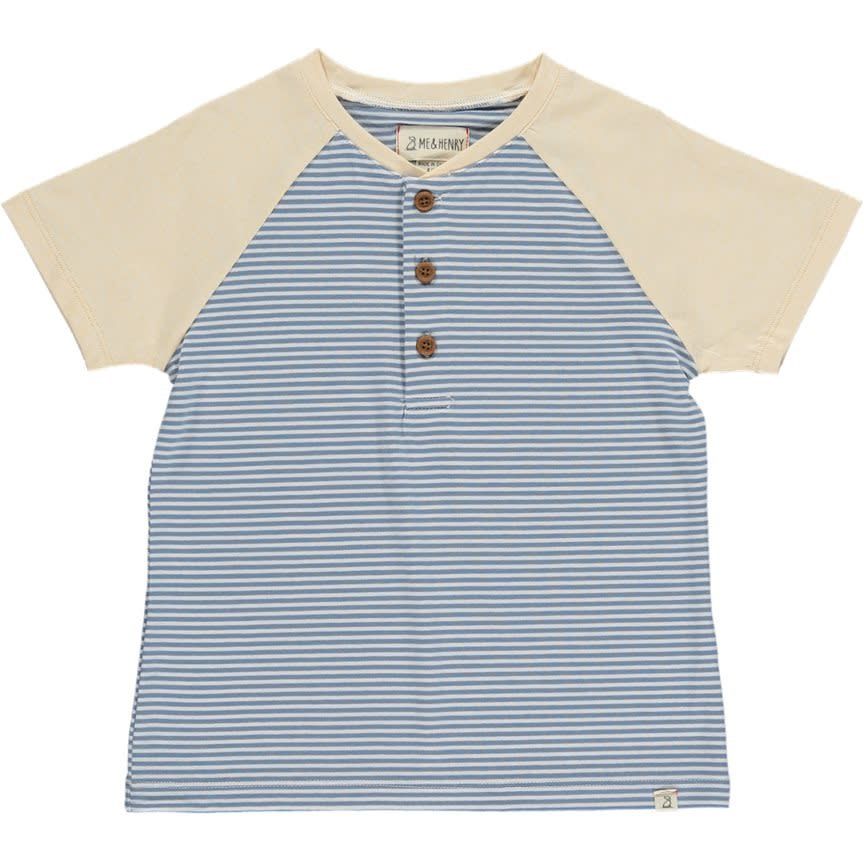 Beacon Blue/White Stripe Raglan Tee