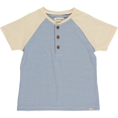 Beacon Blue/White Stripe Raglan Tee