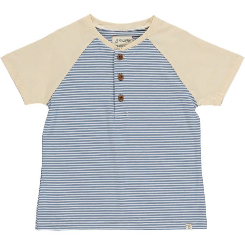 Beacon Blue/White Stripe Raglan Tee