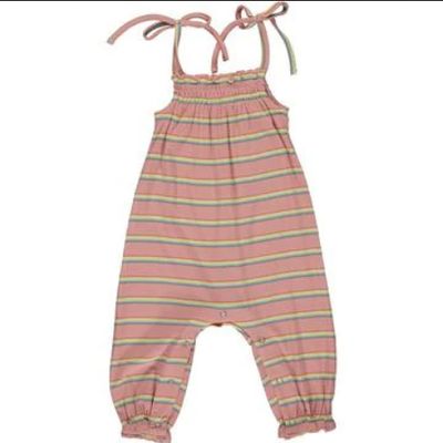 Victoria Romper~Pink Rib Stripe