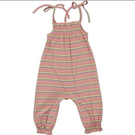 Victoria Romper~Pink Rib Stripe
