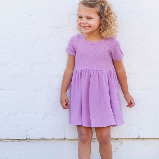 Sugar Rush Waffled Knit Dress-Purple