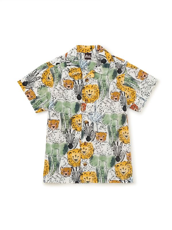 Printed Camp Shirt-Safari Toile