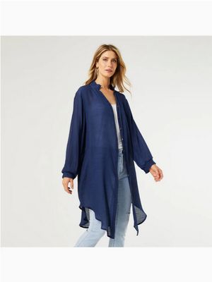 Angie Button Down Cardigan-Navy