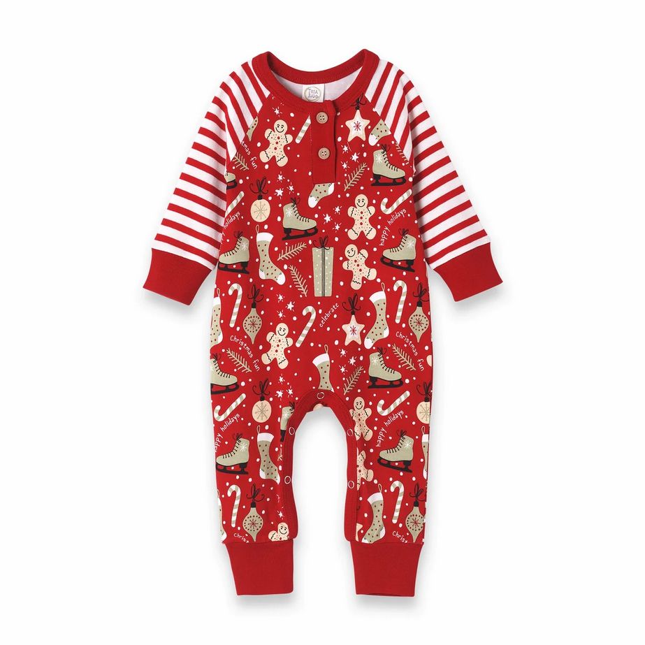 A95 Christmas Joy Henley LS Romper
