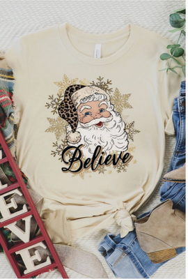 Believe Santa Tee  - Soft Cream