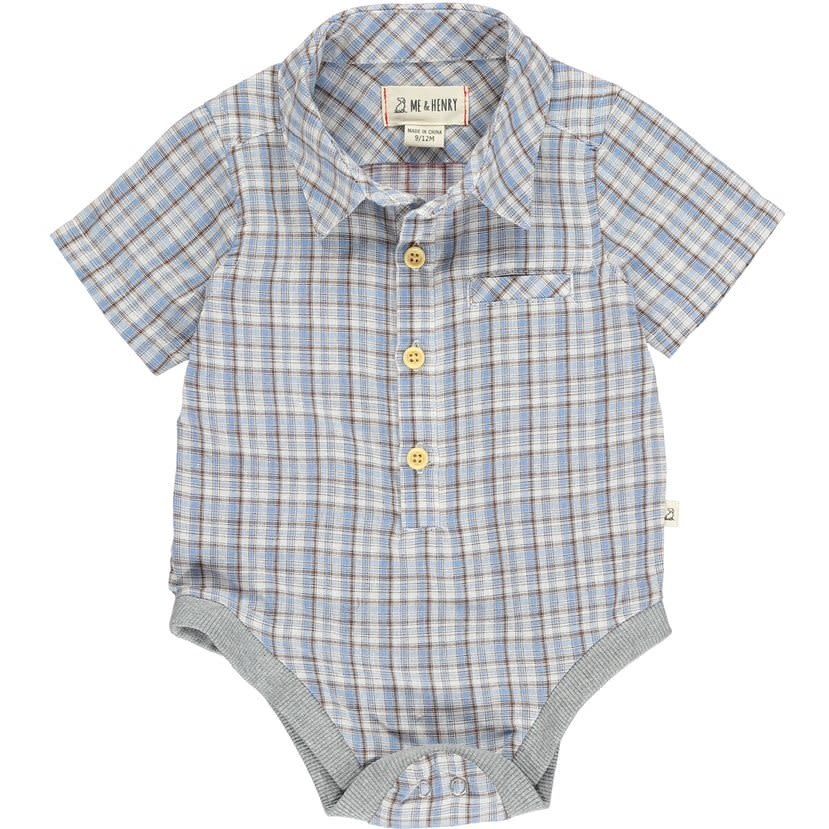 Helford Woven Onesie~Blue/Beige Stripe