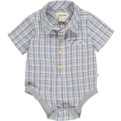 Helford Woven Onesie~Blue/Beige Stripe