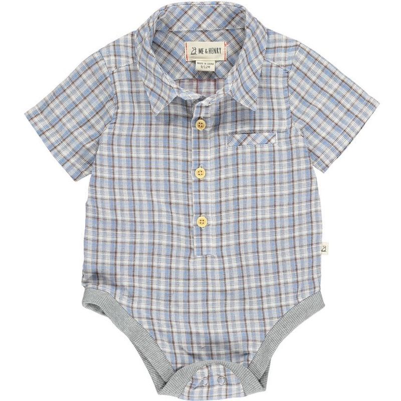Helford Woven Onesie~Blue/Beige Stripe