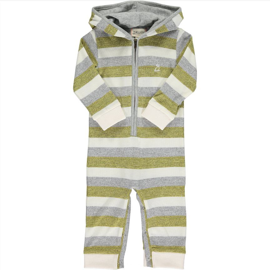 Stefano Knitted Romper - Gold/Grey Stripe