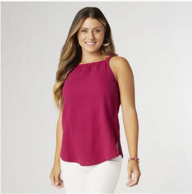 Celeste Guaze Tank-Berry