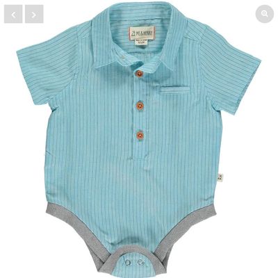 Helford Onesie-Aqua/Royal Stripe