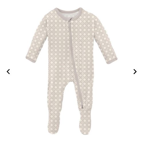 Print Footie w/ 2 Way Zipper-Latte Wicker