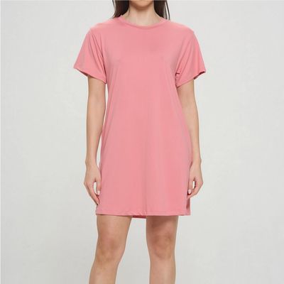 Lola T-Shirt Pocket Dress-Rose