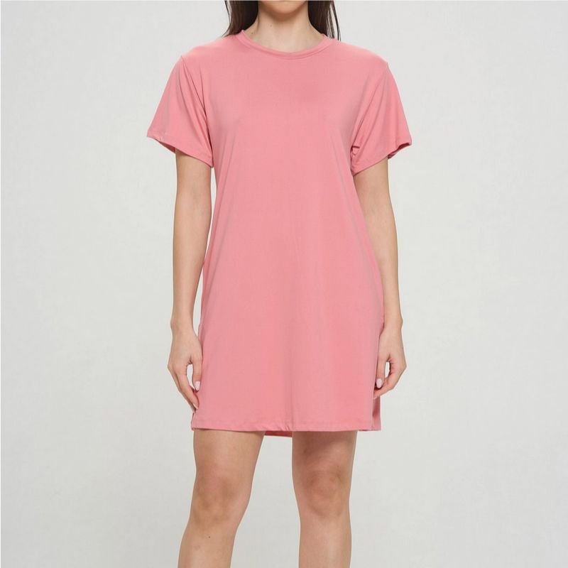 Lola T-Shirt Pocket Dress-Rose