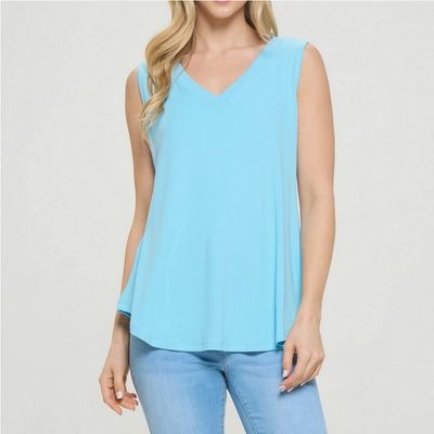 Haddie Ribbed Tank-Blue