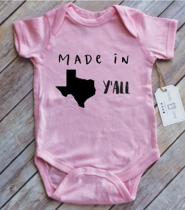 Made in Texas Baby Bodysuit-Pink