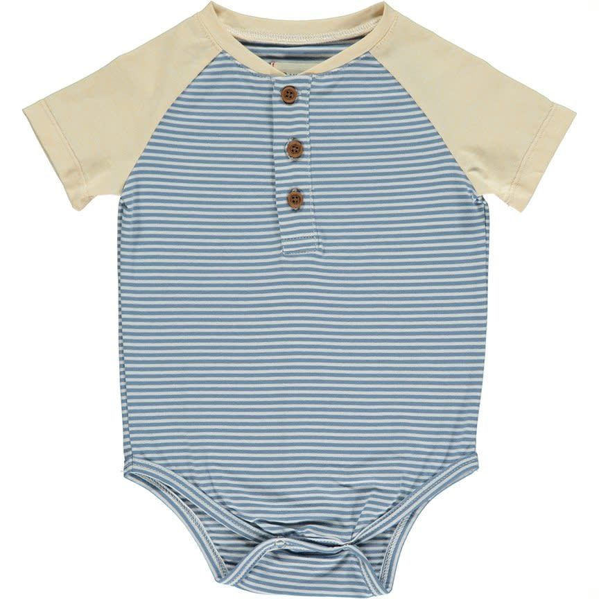 League Blue/White Henley Onesie
