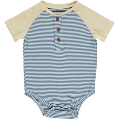 League Blue/White Henley Onesie
