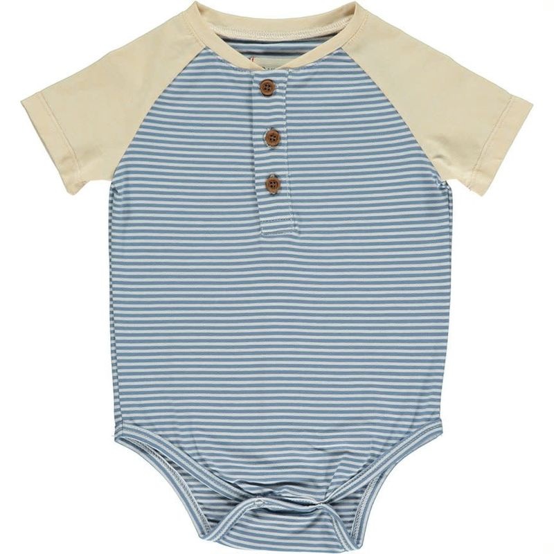 League Blue/White Henley Onesie