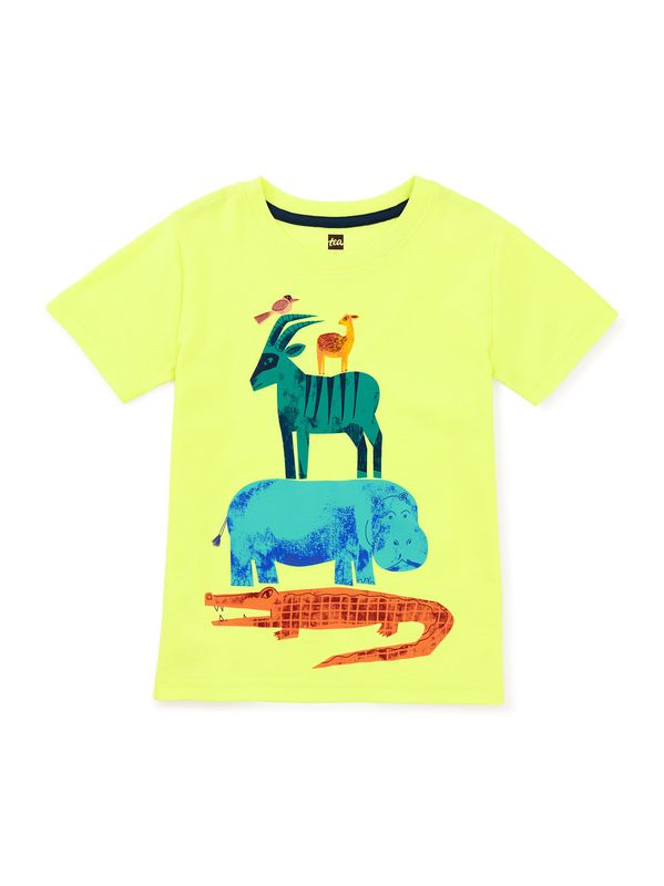 Stacked Animals Baby Graphic Tee-Kiwi