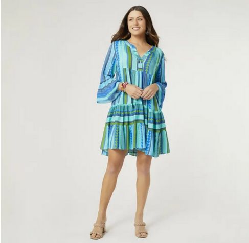 Milena Ruffle Sleeve Tunic Dress