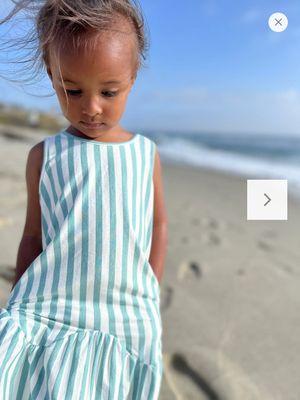 Leila Dress-Green/White Stripe