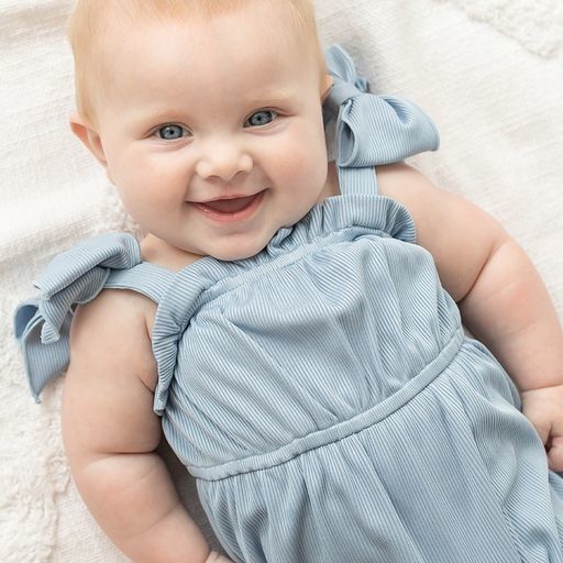 Vienna Ribbed Knit Romper-Blue