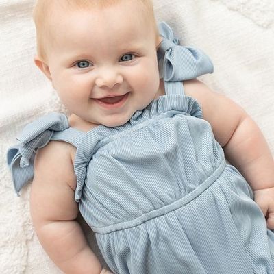 Vienna Ribbed Knit Romper-Blue