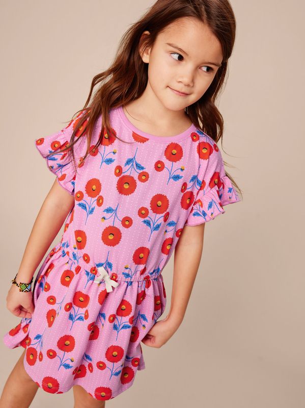 Tie Waist Dress-Indian Poppy