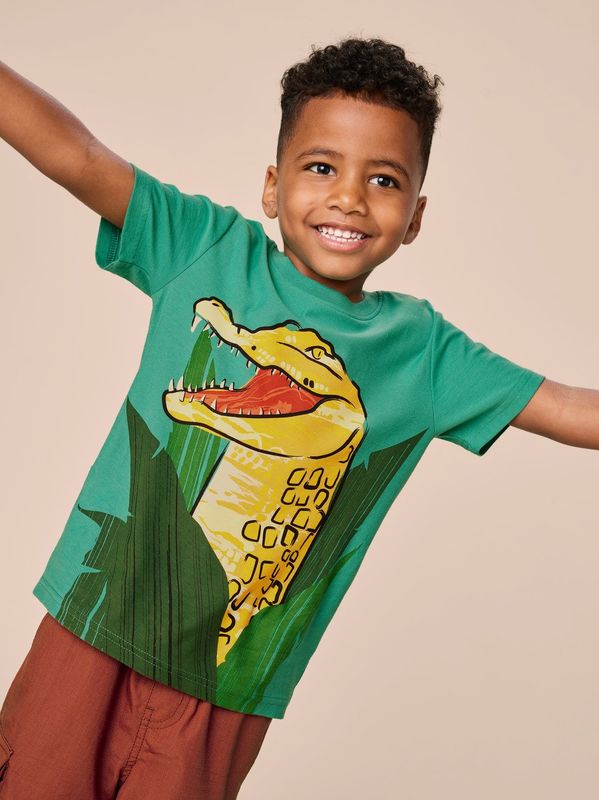 Painterly Croc Graphic Tee-Viridis Green