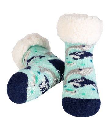 Kids Classic Slipper Socks-Navy Whale