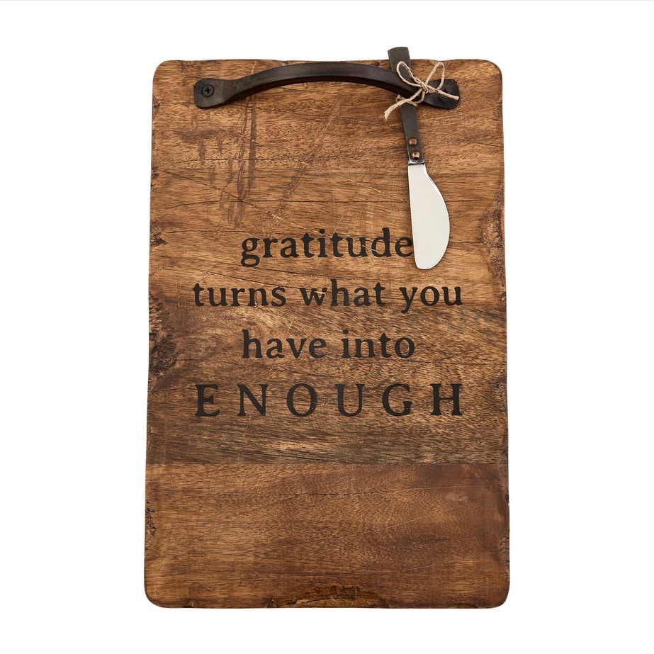 A95 Mud Pie Gratitude Wood Serving Board Set