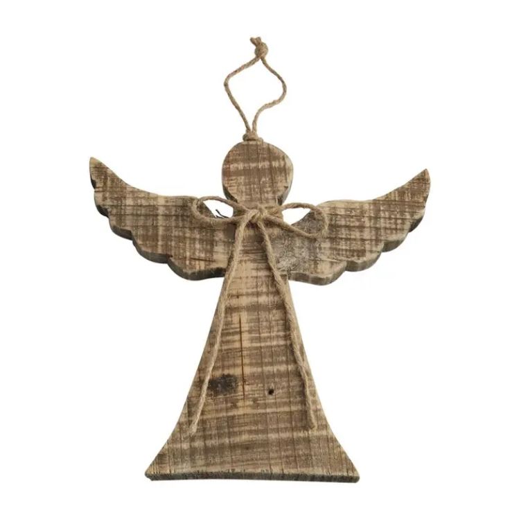 A95 Medium Wood Angel Ornament