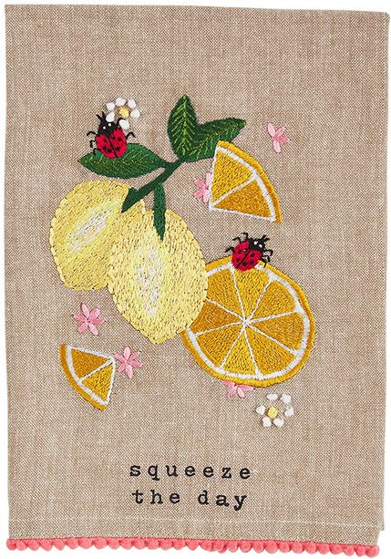 A95 Lemon Embroidered Fruit Towel