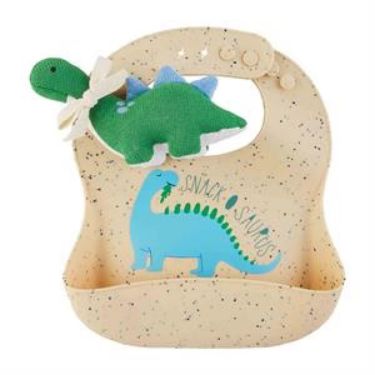 Dinosaur Silicone Bib w/ Rattle