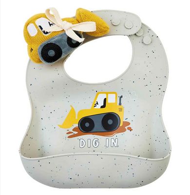Bulldozer Silicone Bib w/ Rattle