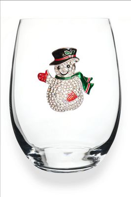 A95 Snowman Jeweled Stemless Wine Glass